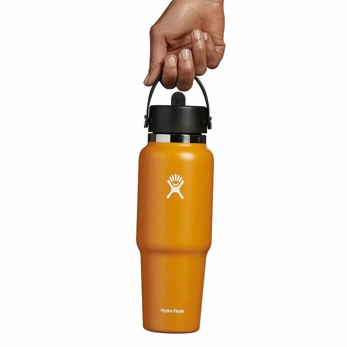 32 oz Wide Mouth Travel Bottle with Flex Straw Cap-Fossil - Image 4